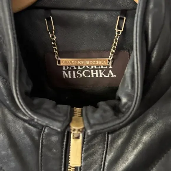 BADGELY MISCHKA Eloise Quilted Leather Jacket L Goth Grunge Dark Romance - Picture 3 of 8